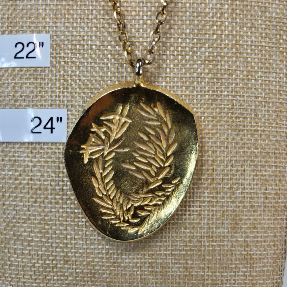 Vintage Robert Larin Necklace Modernist Brutalist Gold Tone Pendant Nature - Picture 2 of 7